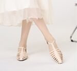 Women's Summer Outer Wear Flats-Bottomed Toe Hollow Woven Pig Cage Shoes for Women - Image 8