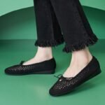 New 2025 Bowknot Hollow Low Heel Shoes Lightweight, Soft and Plaid Large Size Women's Shoes - Image 7