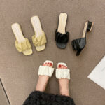New High-Heeled Slippers for Women with Square Toes, Lazy Half-Cups, - Image 3