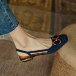 Shangsi Retro Style~2026 New Flats Sandals for Women Summer Baotou Thick Heel Horsebit Low Heel Flats - Image 3