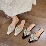 Chinese Style Baotou Lace Wedding Shoes Half Slippers for Women - Image 3