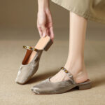 New Summer Heelless Square-Toe Mules, Toe-Toe Sandals and Slippers for Women, Summer Outer Wear, Thick-Heeled Half-Slip Shoes - Image 2