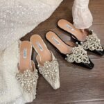 Chinese Style Baotou Lace Wedding Shoes Half Slippers for Women - Image 9