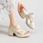 Summer New European and American High-Heeled Sandals Metal Buckle Strap High-Heeled Sandals - Image 4