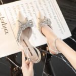 Jinbu Kangnian New Style Cyber ​​Celebrant Rhinestone Bow High Heels Women's Stiletto Heel Pointed Tape Design - Image 8