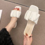 New High-Heeled Slippers for Women with Square Toes, Lazy Half-Cups, - Image 4