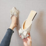 New Flats-Soled Back Hollow Shoes Rhinestone Lazy Toe Shoes - Image 2