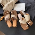 Thick Heel Holiday Style Straw Thong Slippers for Women Summer Outer Wear - Image 6