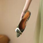 French Retro Metal Buckle Flats Shoes for Women 2026 Spring and Summer Baotou Sandals Pointed Toe Elegant Pumps - Image 4