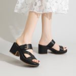 Summer New European and American High-Heeled Sandals Metal Buckle Strap High-Heeled Sandals - Image 7
