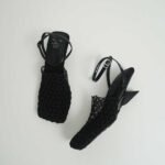 Summer New Vintage Woven Hollow Square Toe Thick Heel High Heels for Women - Image 6