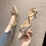 Jinbu Kangnian New Style Cyber ​​Celebrant Rhinestone Bow High Heels Women's Stiletto Heel Pointed Tape Design - Image 4