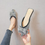 New Flats-Soled Back Hollow Shoes Rhinestone Lazy Toe Shoes