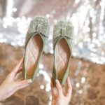 New Internet Popular Single-layer Shoes Women's Spring and Autumn Evening Gentle Fairy Rhinestone Square Toe Shallow Mouth Flat Bean Shoes - Image 3