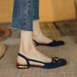 Shangsi Retro Style~2026 New Flats Sandals for Women Summer Baotou Thick Heel Horsebit Low Heel Flats - Image 7