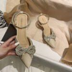 Jinbu Kangnian New Style Cyber ​​Celebrant Rhinestone Bow High Heels Women's Stiletto Heel Pointed Tape Design - Image 7