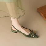 French Retro Metal Buckle Flats Shoes for Women 2026 Spring and Summer Baotou Sandals Pointed Toe Elegant Pumps - Image 5