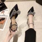 Jinbu Kangnian New Style Cyber ​​Celebrant Rhinestone Bow High Heels Women's Stiletto Heel Pointed Tape Design - Image 6