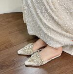 Chinese Style Baotou Lace Wedding Shoes Half Slippers for Women - Image 2