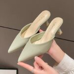 Women's Slip-on Pointed Toe Mules, Fashionable Summer 2025 New Style, French Chic High-Heeled Low-Cut Mules