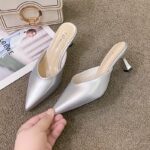 Women's Slip-on Pointed Toe Mules, Fashionable Summer 2025 New Style, French Chic High-Heeled Low-Cut Mules - Image 3