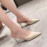 Women's Slip-on Pointed Toe Mules, Fashionable Summer 2025 New Style, French Chic High-Heeled Low-Cut Mules - Image 7