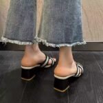 Chunky-heeled sandals for women, perfect for summer wear, exuding a sophisticated and stylish vibe. - Image 4