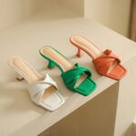 square toe stiletto heel sandals women's summer outdoor fashion mid heel white high heels soft leather fairy style gentle