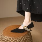 Spring New Arrival All-match Pointed Mary Jane Shoes with One-word Buckle for Women - Image 3