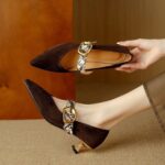 Spring New Arrival All-match Pointed Mary Jane Shoes with One-word Buckle for Women - Image 2