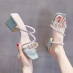 New Popular Rhinestone Shoes Fashionable Thick Heel High Heels - Image 2