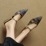 New Style Baotou Half Slippers Women's Outer Wear Floral Cloth Rhinestone Women's Flat Shoes with Buckle - Image 4