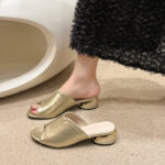 Summer New Style Fish-Mouth Women's Slippers, Elegant Casual Fashion Half-Slip Large Size Women's Shoes - Image 3