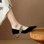 Spring New Arrival All-match Pointed Mary Jane Shoes with One-word Buckle for Women
