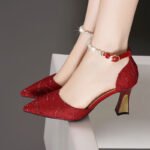New Style Genuine Leather Buckle High Heels Stiletto Toe Hollow Sandals for Women Summer Outer Wear Pointed Toe - Image 7