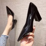 New Fashion Pointed Toe Professional Work Shoes Shallow Mouth Women's Patent Leather High Heels - Image 7