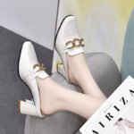 New European and American Style High-Heeled Half-Slip Shoes Women's Lazy Closed-Toe Half-Slippers - Image 3