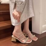 New Popular Rhinestone Shoes Fashionable Thick Heel High Heels - Image 7