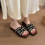 Pearl French Holiday Sandals for Women's Summer Outer Wear - Image 2