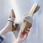 New Student Korean Style All-match Thick Heel Low Heel Pointed Half-drag Large Size Mueller Shoes - Image 3