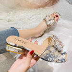 summer outdoor wear thick heel floral versatile fashion rhinestone sandals plus size women's shoes - Image 3