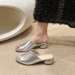 Summer New Style Fish-Mouth Women's Slippers, Elegant Casual Fashion Half-Slip Large Size Women's Shoes - Image 5