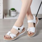 Summer New Versatile Flat Sandals for Women Velcro Pregnant Women Casual Flat Heel Korean Style Comfortable Student Genuine Leather Women's Shoes - Image 6