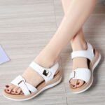 Summer New Versatile Flat Sandals for Women Velcro Pregnant Women Casual Flat Heel Korean Style Comfortable Student Genuine Leather Women's Shoes - Image 3