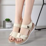 Summer New Versatile Flat Sandals for Women Velcro Pregnant Women Casual Flat Heel Korean Style Comfortable Student Genuine Leather Women's Shoes - Image 2