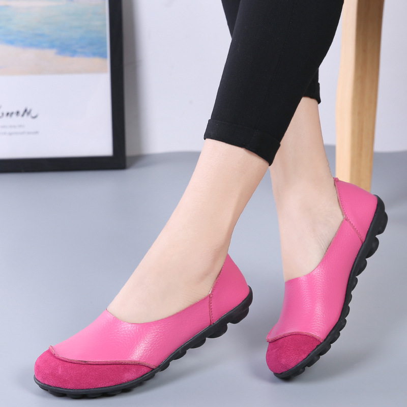 10697880032_372699017 Mother's Suede Cowhide Beanie Shoes Women's Non-Slip Casual Flats Shoes - Image 1