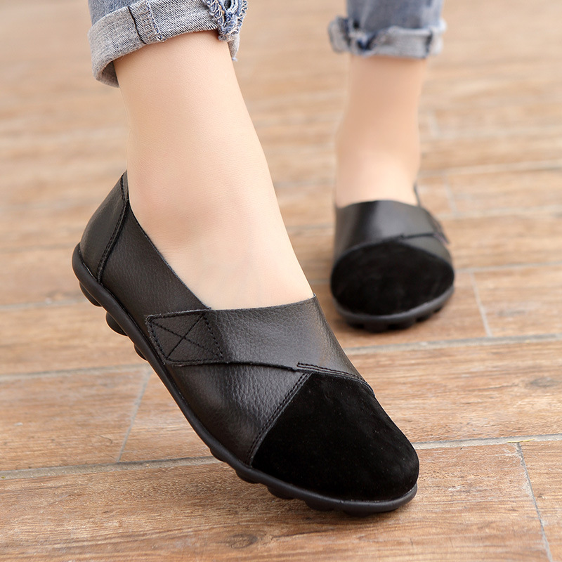 12768442375_835238412 Cross-Border Large Size Women's Shoes Casual Versatile Women's Flats Low-Top Velcro Beanie Shoes Loafers - Image 1