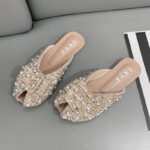 Women's Open-Toe Sandals for Spring Wholesale, Flat Rhinestone Closed-Toe Mules, Slip-On Lazy Mules, Internet Celebrity Commuter Style - Image 8
