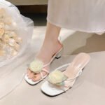 36 SIZE women’s shoes new Chinese cheongsam high heels retro temperament purple rose slippers