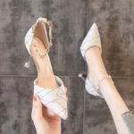 French High Heels for Women 2026 Spring and Summer New Sexy Mid-Air Quality Shoes French Stiletto Pearl Strap Sandals - Image 2